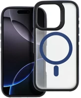 Utángyártott 103394 Neo iphone 16 pro magsafe kompatibilis kemény hátlap tok, átlátszó/kék kép