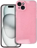 Utángyártott 90819 Clear 2mm apple iphone 15 plus csillámos tok, rózsaszín kép