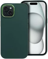 Utángyártott 96303 Frame iphone 15 közepesen ütésálló tok kameravédő kerettel, zöld kép
