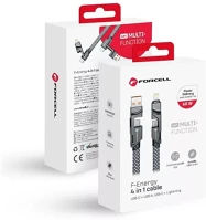 Utángyártott C241 4in1 usb-c-usb-a / usb-c-lightning adatkábel, qc pd, 3a, 60w, 1m, ezüst kép