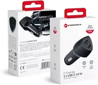 Utángyártott CC50-2C usb-c 3.0 autós töltő pd, 20w, usb-c kábellel, carbon fekete kép