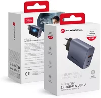 Utángyártott QC 4.0, 4A, GAN 65W Forcell hálózati gyorstöltő 2xusb-c + usb-a, pd + kép