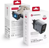 Utángyártott SOP103329 Forcell f-energy gan iii vt-37 2xusb-c + usb-a töltő adapter lcd kép