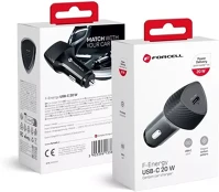 Utángyártott SOP104752 Forcell f-energy cc50-1c usb-c autós töltő, pd, 3a, 20w, carbon fekete kép