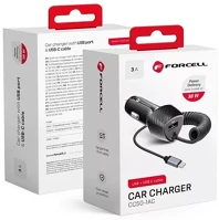 Utángyártott SOP104757 Forcell f-energy cc50-1ac usb-a autós töltő usb-c kábellel, pd qc3.0, 3a kép