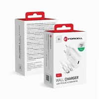 Utángyártott TFK-TC-20WPD usb-c + usb-c-lightning  töltő adapter kábellel, pd, qc4.0, 3a, 20w, fehér kép
