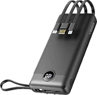 Veger 20.000MAH, 5V-2A vp2047 power bank, fekete, , beépített micro usb, type-c és lightning és usb-a kábel kép