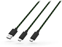 Venom VS0002 usb-a - 2x usb type-c töltőkábel 3 m-es vezetékkel - fekete/zöld - eco kép