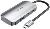 Vention TGDHB Usb-c -> usb3.0*3/gigabit ethernet/pd, 0,15m (szürke fémszerű), hub kép