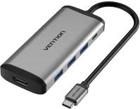 Vention CNCHB Usb-c -> hdmi/3*usb3.0/rj45/pd, ( 6-1,szürke), 0,15m, konverter kép