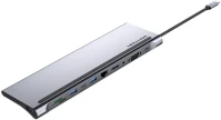 Vention 11 AZ 1-BEN, SZÜRKE usb-c ->; hdmi/vga/usb-c gen 1/usb 3.0x2/usb 2.0/rj45/sd/tf/trrs 3.5mm/pd 0,25m (, fémszerű), dokkoló kép