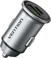 Vention 2PORT,18/20W Usb-a+c (2port,18/20w, szürke, szivargyújtós), töltő kép
