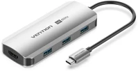Vention 3.0 X3/PD Usb-c ->; hdmi/usb 3.0 x3/pd (0,15m szürke aluminum ötvözet) dokkoló kép