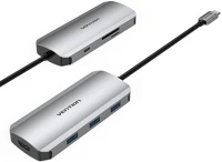 Vention 3.0X3/SD/TF/PD Dokkoló 7 in 1 usb-c to hdmi/usb 3.0x3/sd/tf/pd kép