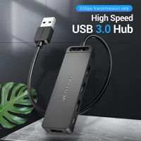 Vention 4-PORTOS Usb 3.0 (4-portos, táppal, fekete), 1m, hub kép