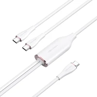 Vention CTMWG Usb-c 2.0/m ->; 2*usb-c/m,  (5a,szilikon,fehér), 1,5m, kábel