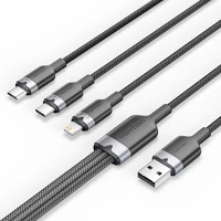 Vention CTPBG a 2.0/m ->; usb-c/lightning/micro usb-b, 1,5m,(fekete,3a,3in1), kábel kép