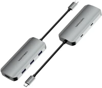 Vention GEN 1/USB 3.0X3/PD 0,15m szürke aluminum ötvözet), dokkoló kép
