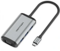 Vention TGSHB Usb-c ->; hdmi/vga/usb3.0*3/pd 0,15m, (szürke, fémszerű), dokkoló kép