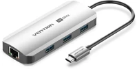 Vention TQHHB usb-c ->; hdmi/usb 3.0 x3/rj45/pd (0,15m szürke aluminum ötvözet) kép