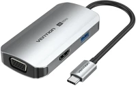 Vention TQKHB usb-c ->; hdmi/usb 3.0 x 3/rj45/sd/tf/pd (0,15m szürke aluminum kép