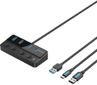 Vention USB 3.0 -> USB 3.0X4+USB-C, 1M, HUB Usb 3.0 - usb 3.0x4+usb c hub 1m kép