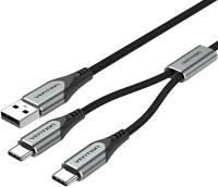 Vention USB-A/M ->; 2*USB-C/M, 1M Usb-a/m ->; 2*usb-c/m, 1m, (3a,60w), kábel