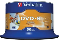 Verbatim 43533 Dvd-r lemez, nyomtatható, matt, no-id, 4,7gb, 16x, hengeren, kép