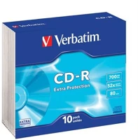 Verbatim COR_CDV7052V10DL Cd-r lemez, 700mb, 52x, 10 db, vékony tok,  
