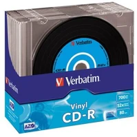 Verbatim COR_CDV7052V10VIN cd-r lemez, bakelit lemez-szerű felület, azo, 700mb, 52x, 10 db, vékony kép