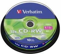 Verbatim COR_CDVU7010B10 Cd-rw lemez, újraírható, serl, 700mb, 8-10x, 10 db, hengeren kép