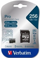 Verbatim COR_MVMS256GP Memóriakártya, microsdxc, 256gb, cl10/u3/a2, 100/90 mb/s, adapter,  