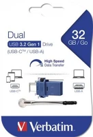 Verbatim COR_UV32DC Pendrive, 32gb, usb 3.2+usb-c adapter,  