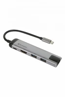Verbatim HUB USB 3.0 Usb-c multiport hub usb 3.0 | hdmi | gigabit ethernet silver kép