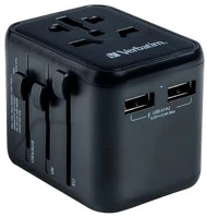 Verbatim UTA-01 Utazó adapter, univerzális, 2xusb,  