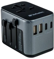 Verbatim UTA-03 Utazó adapter, univerzális, usb-a(qc 3.0)/usb-c(pd30w)2xusb,  