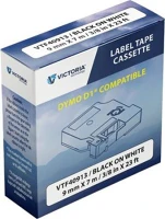 Victoria COR_VTF40913 Feliratozógép szalag, 9 mm x 7 m, fehér-fekete kép