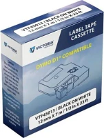 Victoria COR_VTF45013 Feliratozógép szalag, 12 mm x 7 m, fehér-fekete kép