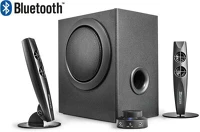 Wavemaster 46W RMS WaveMaster Hangszóró 2.1 - STAX (46W RMS, Fa mélynyomó, 3,5mm jack, RCA, Fekete) kép