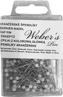 Weber s 03.00263 Gombostű weber`s műanyag dobozban fehér fejjel kép