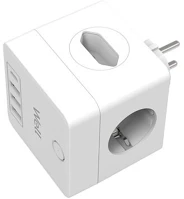 Well ELAD-2SH2EU-PROT/USBC4-WL Hálózati elosztó 2-es, powercube, 3x usb-a, 1x usb-c, kapcsolóval, fehér kép