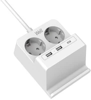Well EXTS-2S2M-PROT/USBC3W-WL Hálózati elosztó 2-es, 2x usb-a, 1x usb-c, 2m, fehér kép