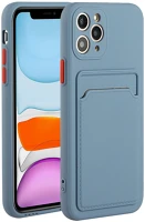 Wooze 139491 Apple iphone 15, szilikon tok, kártyatartóval,  card slot, leander-szürke kép