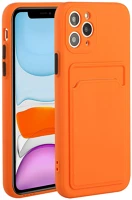 Wooze 139494 Apple iphone 15, szilikon tok, kártyatartóval,  card slot, narancssárga kép