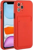Wooze 139495 Apple iphone 15, szilikon tok, kártyatartóval,  card slot, piros kép