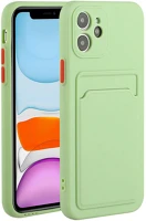 Wooze 139500 Apple iphone 15, szilikon tok, kártyatartóval,  card slot, világoszöld kép