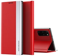 Wooze TS8559 Xiaomi redmi 14c / poco c75, oldalra nyíló tok, stand,  silver line, piros kép