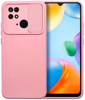 Xiaomi 10C, KAMERAVÉDŐS Slide  redmi 10c, kameravédős szilikon tok, rózsaszín kép