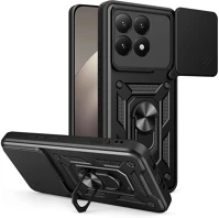 Xiaomi FD5906302334711 15t 5g - camshield - fekete szilikon tok, kitámasztó ujjgyűrűvel kép