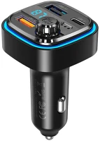 Xo BCC08 Car charger / fm transmitter   usb x2, usb-c, mp3, bluetooth 5.0 15w (black) kép